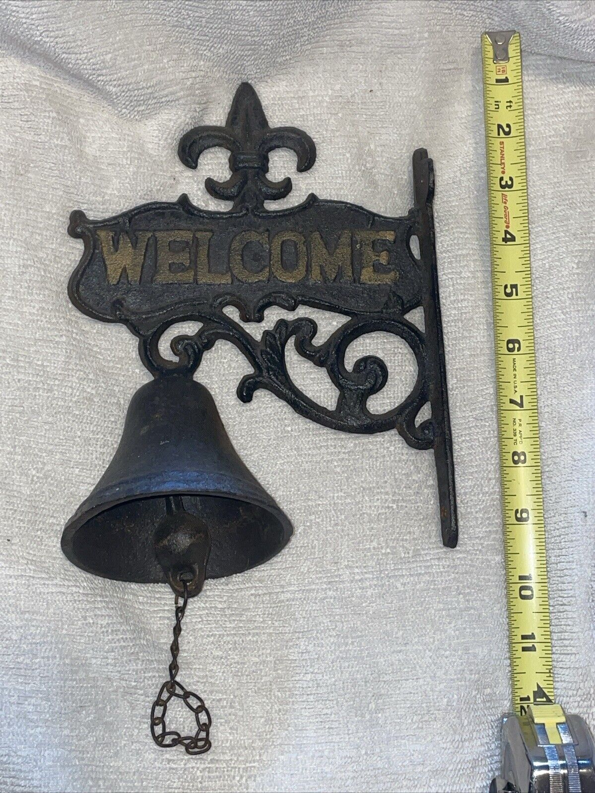 Vintage Cast Iron Welcome Dinner Bell with Wall Mount Farmhouse
