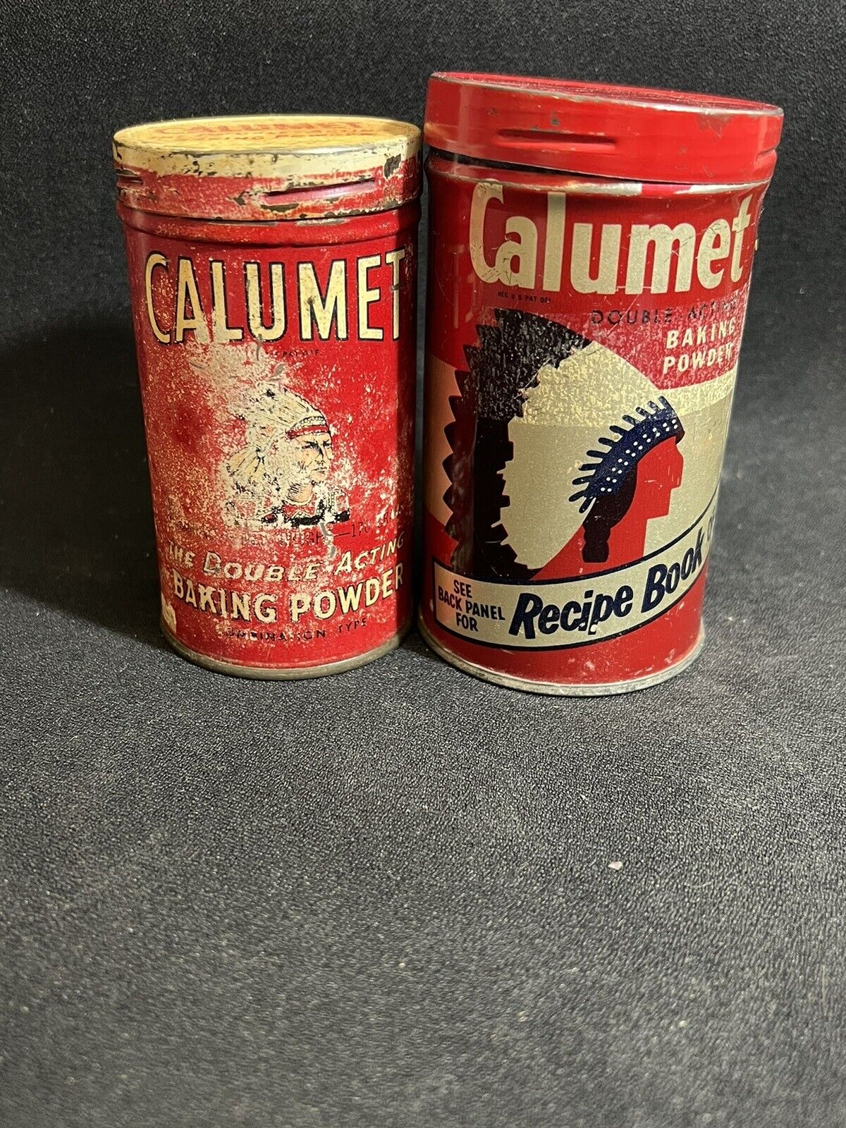 Vintage Calumet Baking Powder Tins 1- 227 Grams 1-170 Grams 
