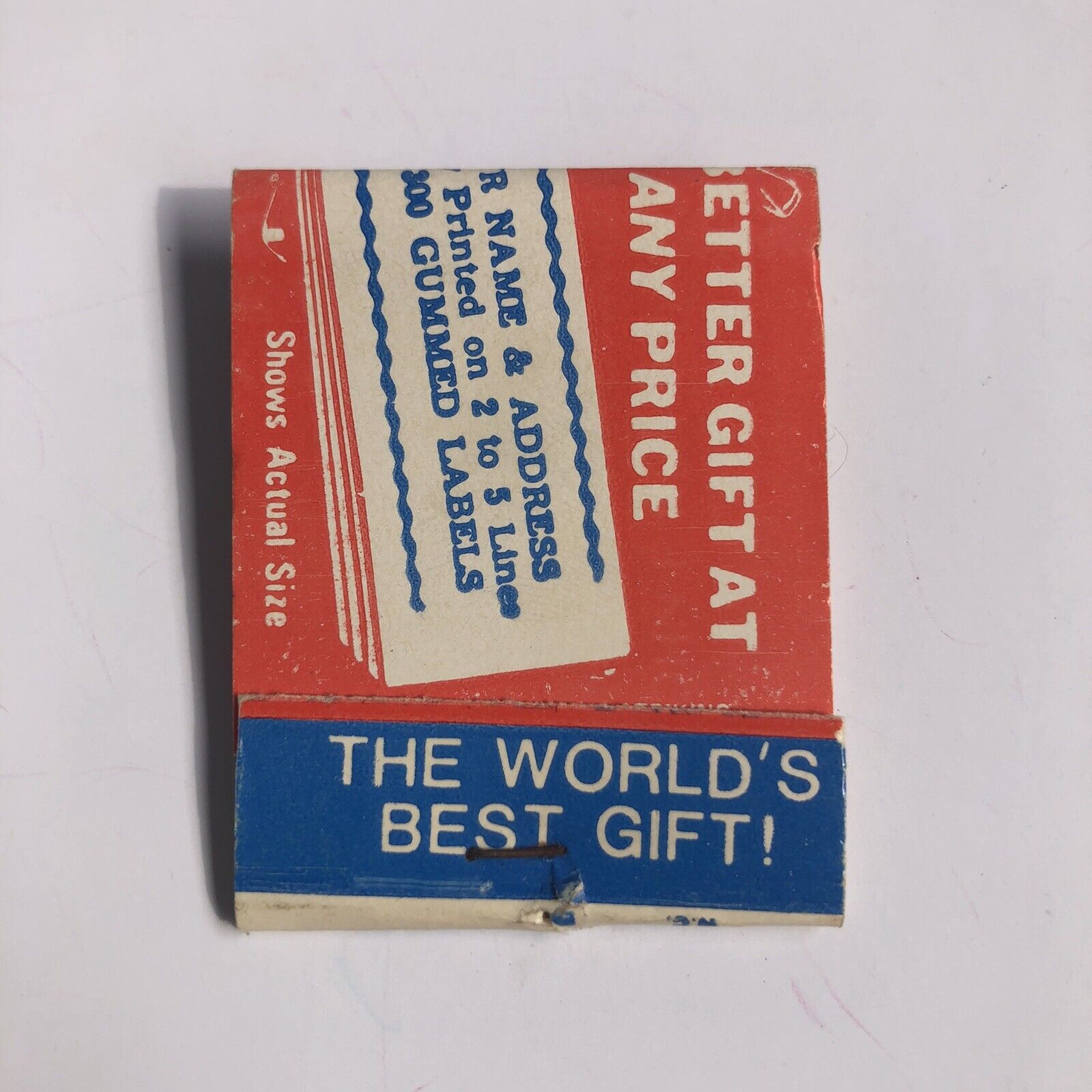 The Worlds Best Gift De Lux Address Labels Vintage Match Book Advertisement