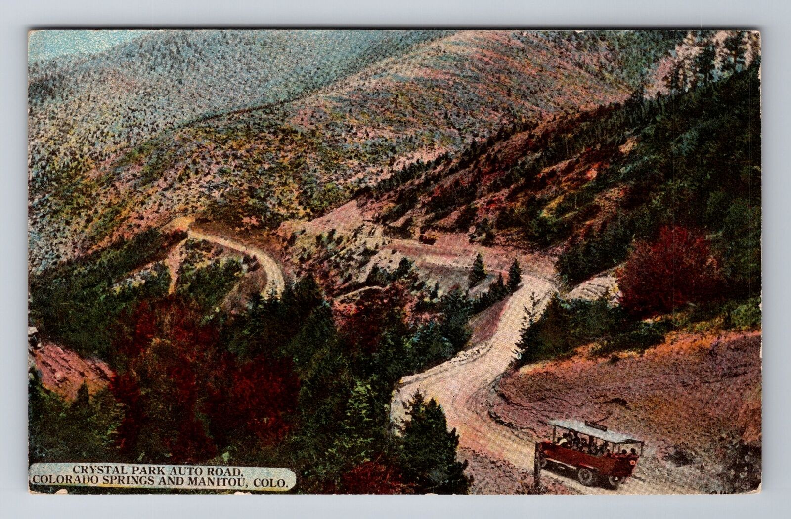 Manitou CO-Colorado, Scenic Crystal Park Auto Road, Antique Vintage Postcard