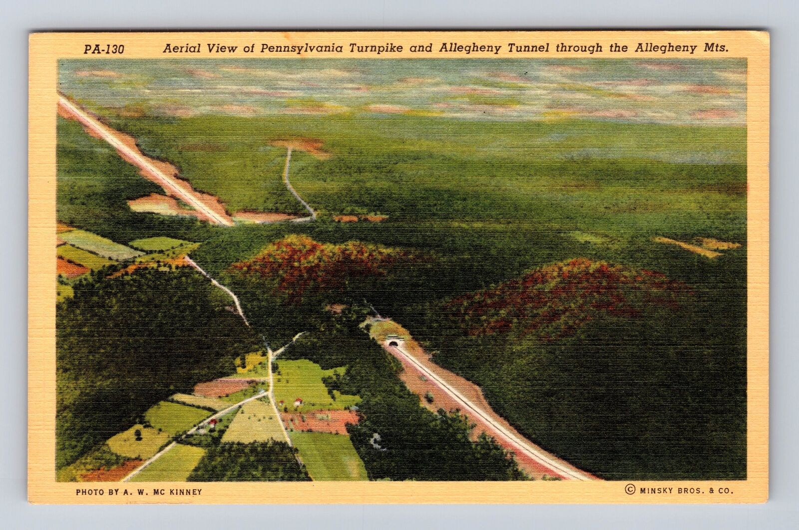 Allegheny Mts NY-New York, Aerial View Allegheny Tunnel, Vintage Postcard