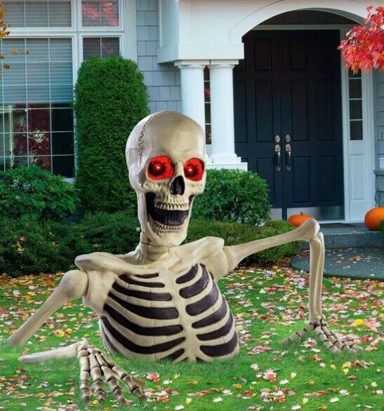 Costco 9.2\' Giant Ground Breaking Skeleton LED Eye Halloween Yard Decor