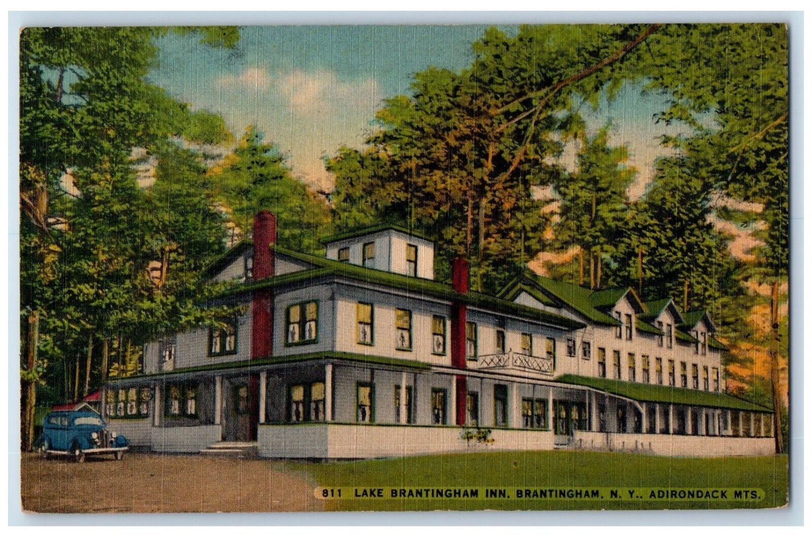 1959 Lake Brantingham Inn Brantingham Adirondack Mountain New York NY Postcard