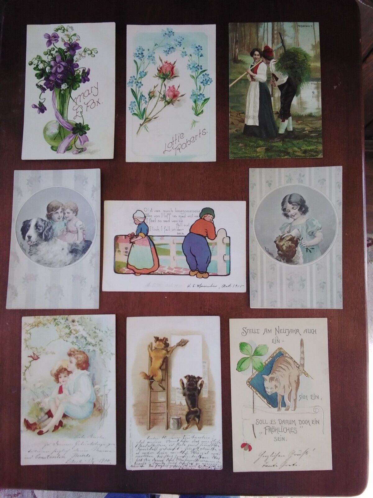 Antique Foreign Printed Postcards Lot Of 9