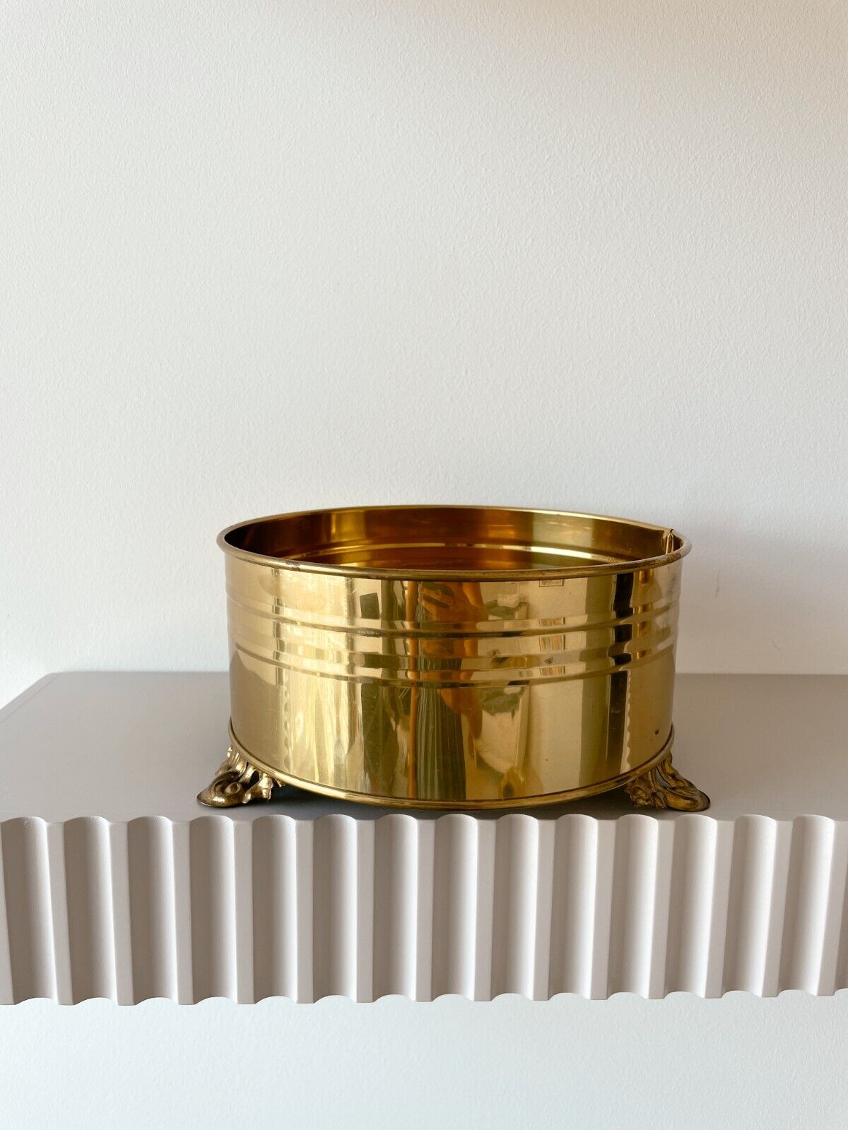 Vintage FTDA Made in Holland Brass Planter with 3 Feet