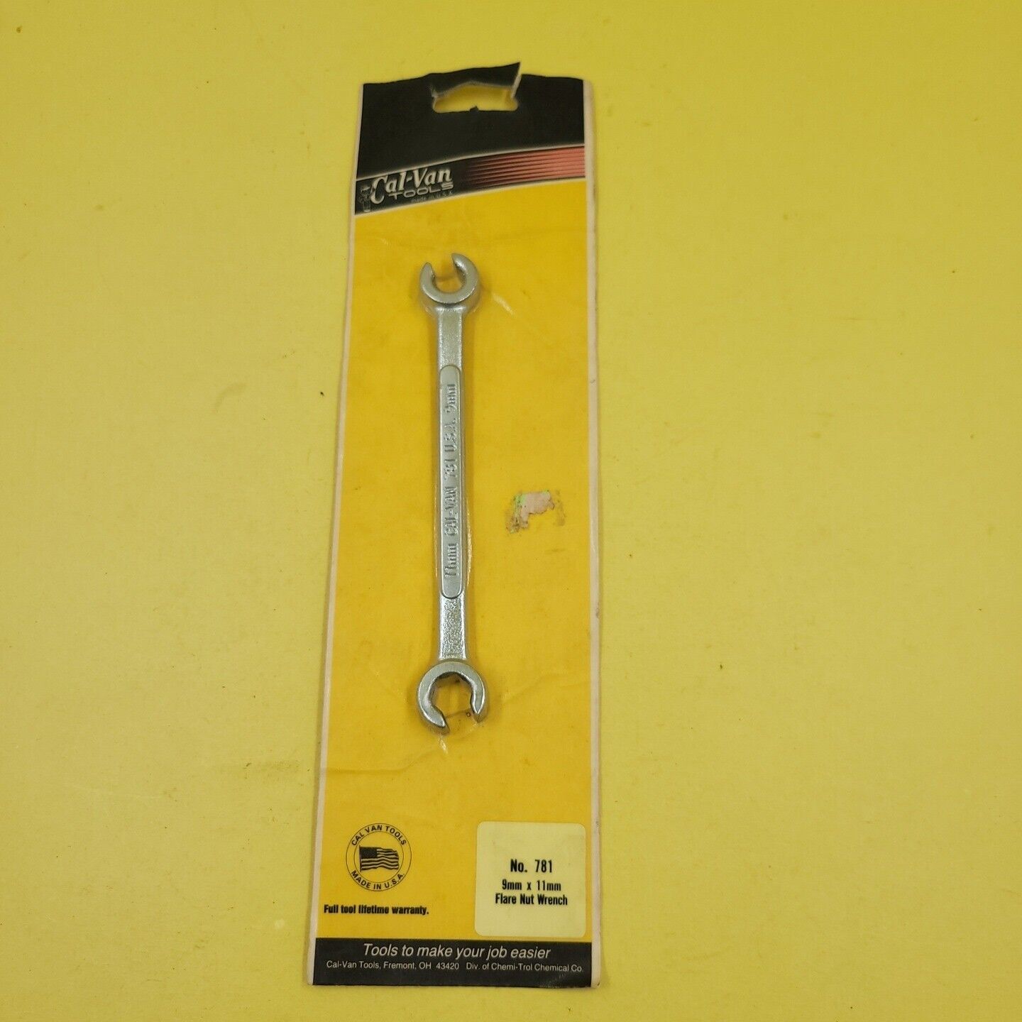Vintage Cal-Van No. 781 9mm X 11mm Double Flare Nut Wrench NOS