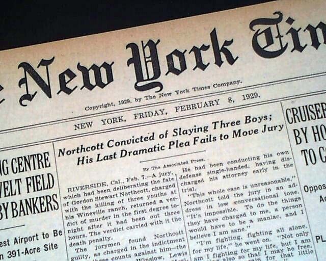 Wineville Chicken Coop Murders Changeling Northcott Found Guilty 1929 Newspaper