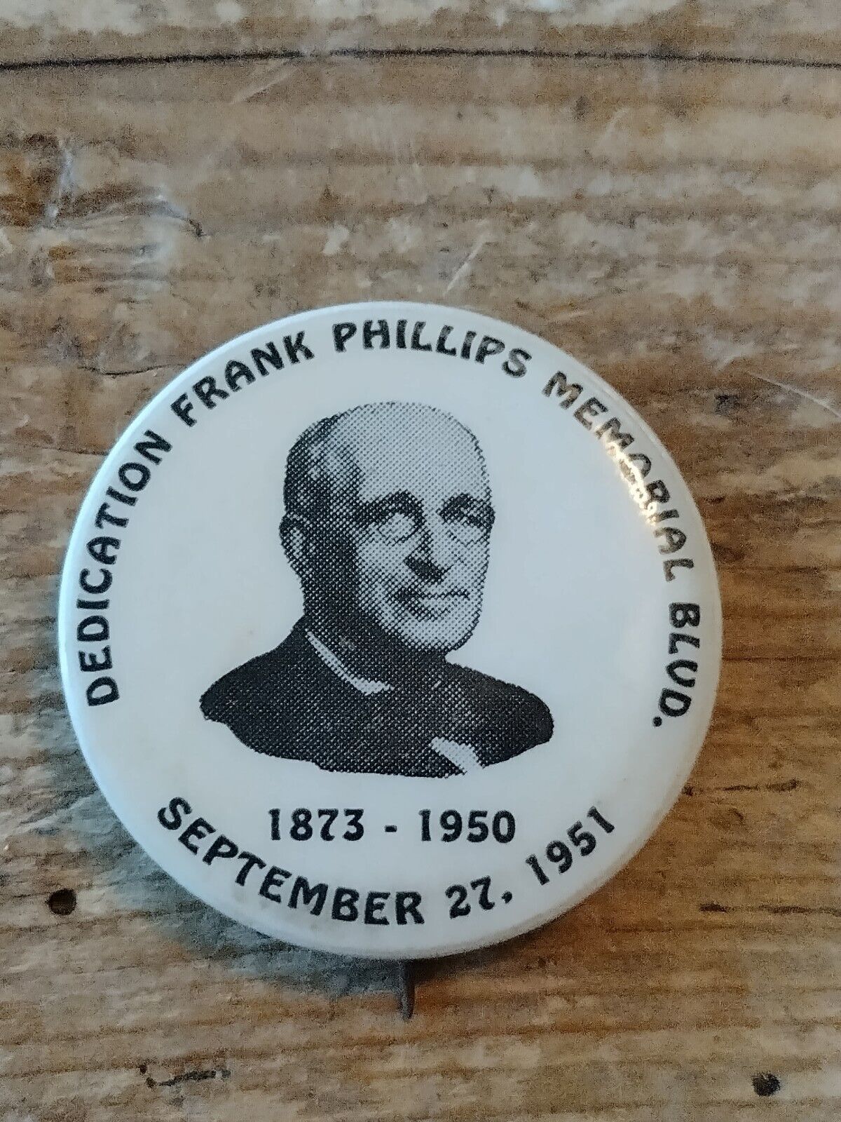  Vintage  Dedication Frank Phillips Memorial Blvd pinback Sept 1951