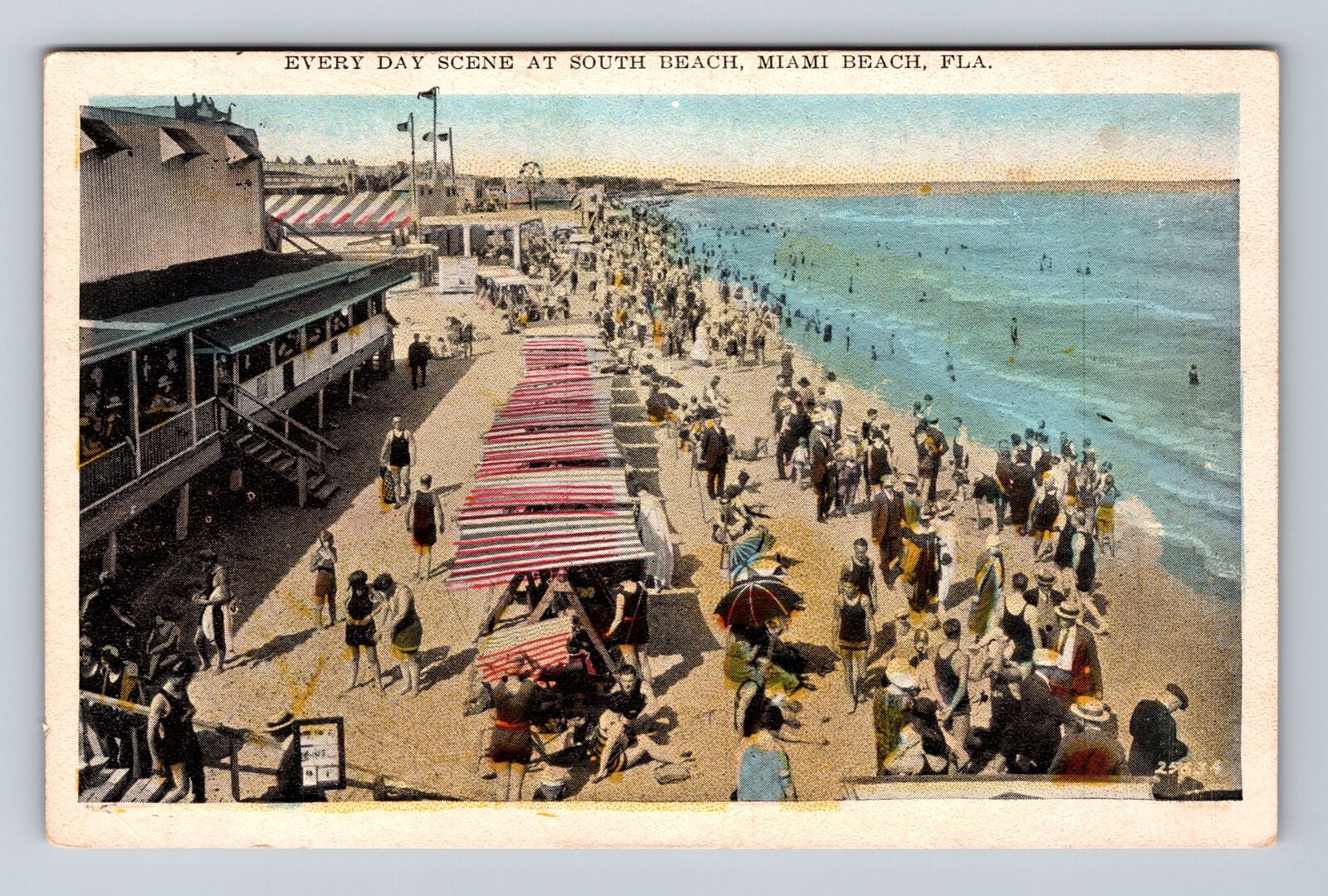 Miami Beach FL-Florida, Sun Bathing at South Beach Vintage c1928 Postcard