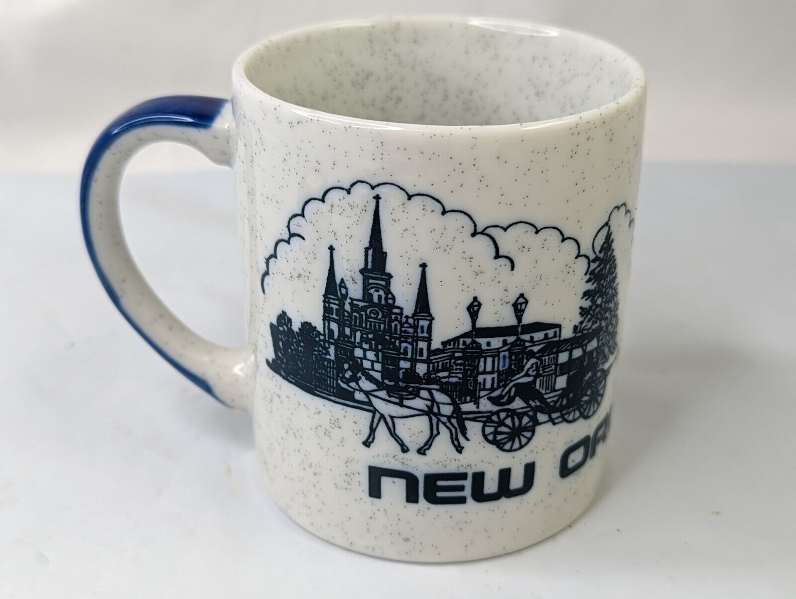 New Orleans Embossed Coffee Cup Mug Gray Blue
