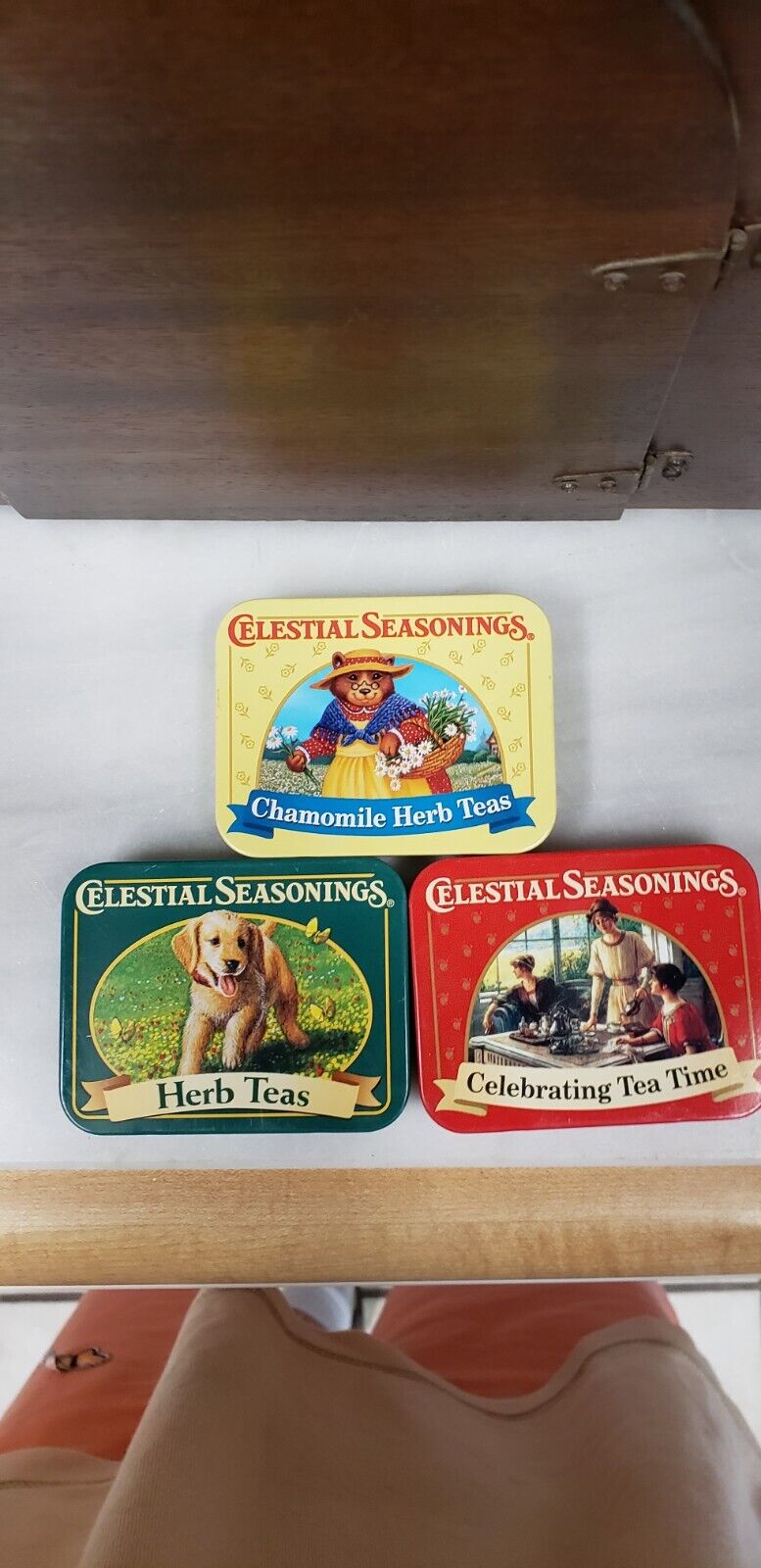 3 Celestial Seasonings Tea Tins