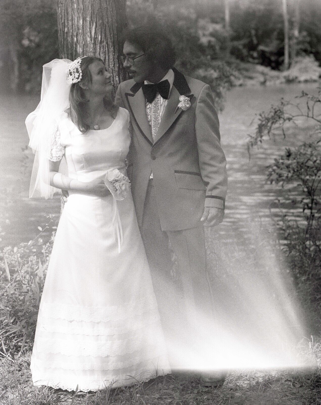 Rare Camera Fail Wedding Photo Light Leak Large Format 4X5 BW Negatives (2) 1975