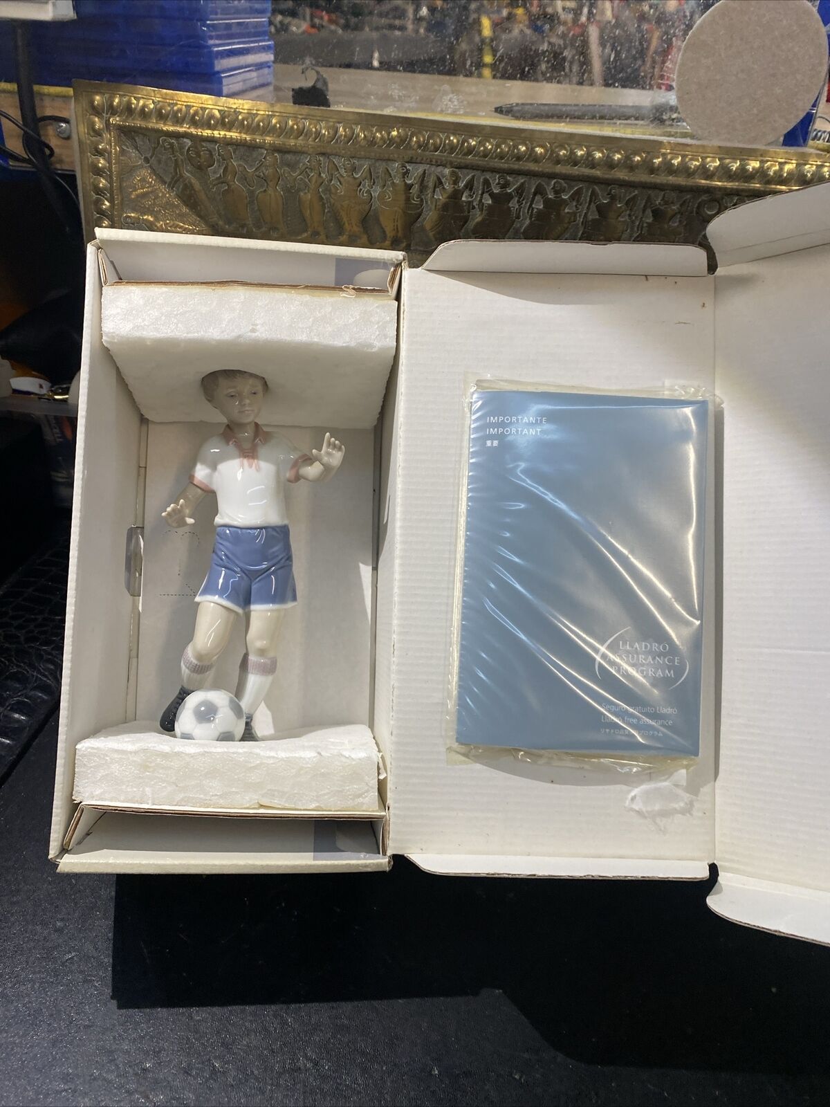 1994 Lladro BOY w/ Soccer Practice  Ball Jersey Player 6198 Mint Condition