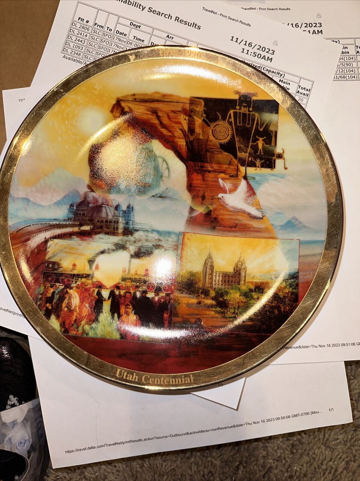 Utah Centennial Decorative Plate Number 1908