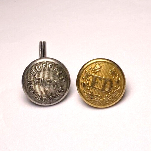 Two Early Vintage Fire Department Uniform Buttons Buffalo NY & other early