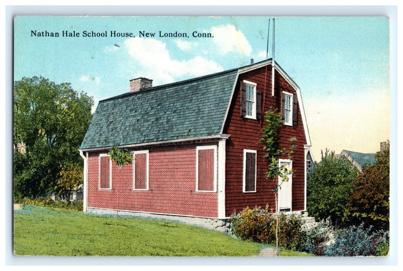 Vintage Postcard Nathan Hale School House New London Connecticut