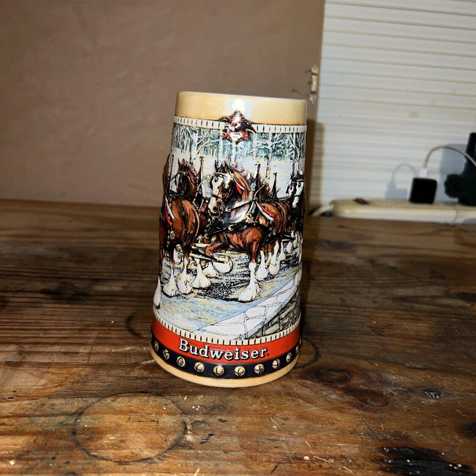 Vintage 1988 Anheuser Busch Budweiser Holiday Beer Stein Mug Clydesdale