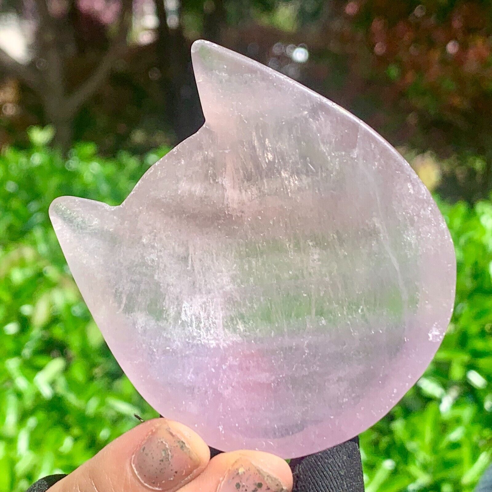 104G Natural Beautiful Colours Fluorite Crystal Carving Bowl Healing