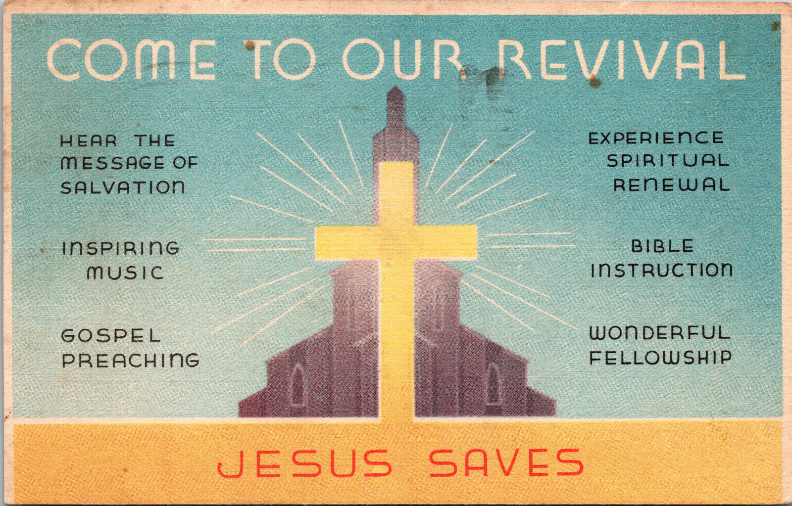 1948 Ross W Hayslip Jesus Saves Revival Ohio Vtg Postcard