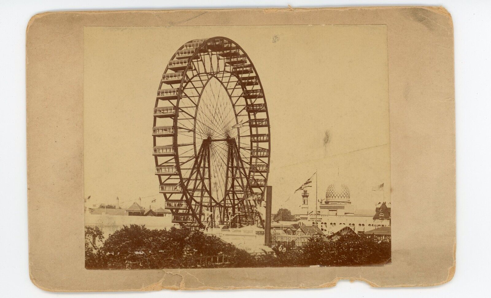 1893 Real Photograph of the First Ferris Wheel, Chicago World Exposition 3.5x4.5