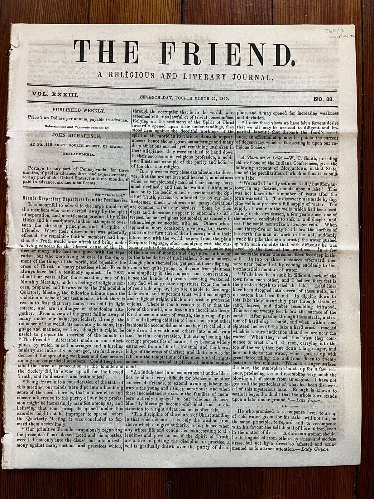 1860 newspaper ILLINOIS MORMONS ELECT JOSEPH SMITH jr HEAD of LDS Brigham Young