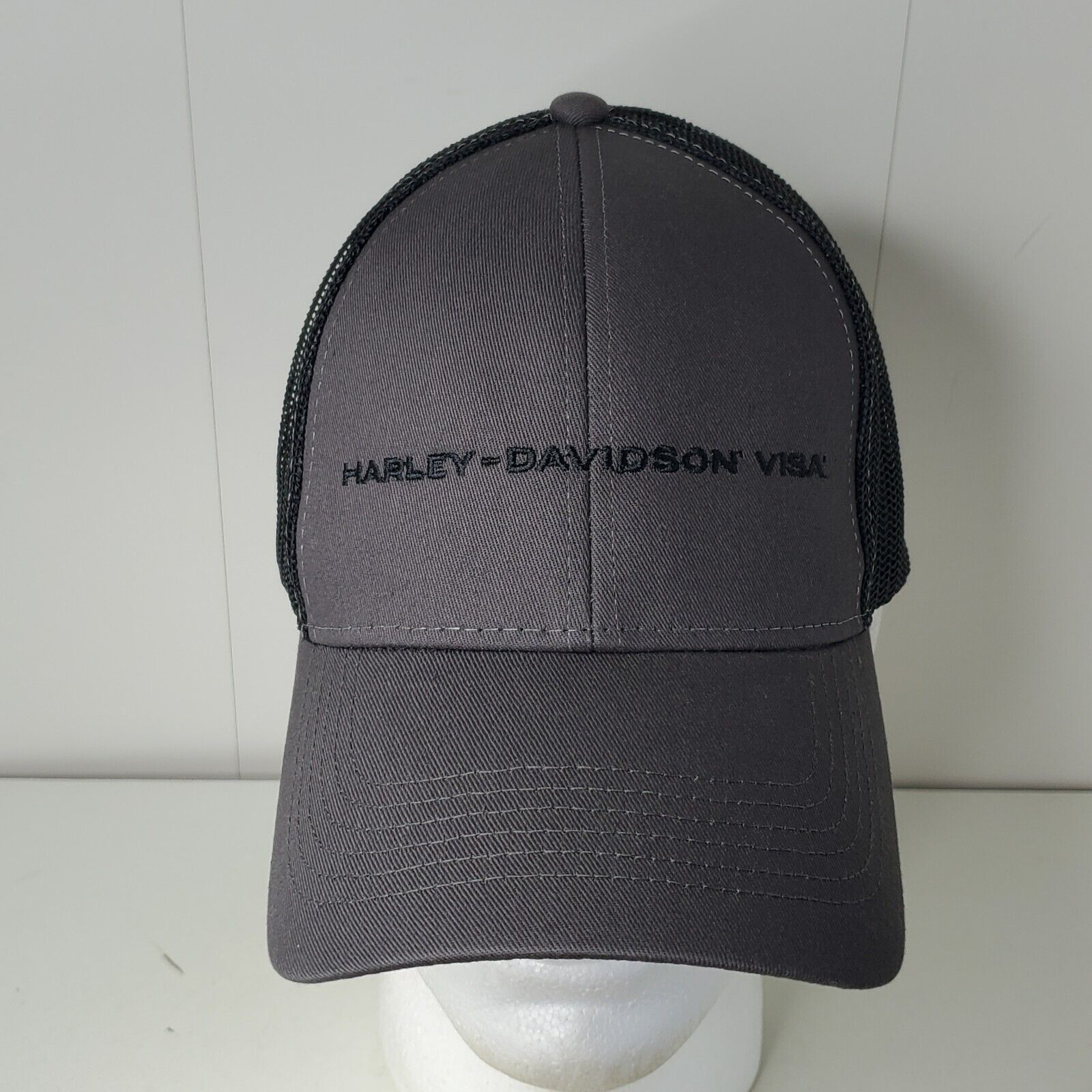 Harley-Davidson Visa Snapback Cap Mesh Trucker Cap Embroidered Spelled Out Logo