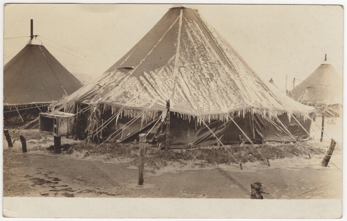 Vintage RPPC, pre WWI army tent, probably Galveston, Ft Crockett