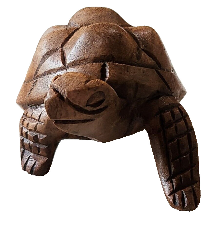 Small Acacia Wood Carved Turtle