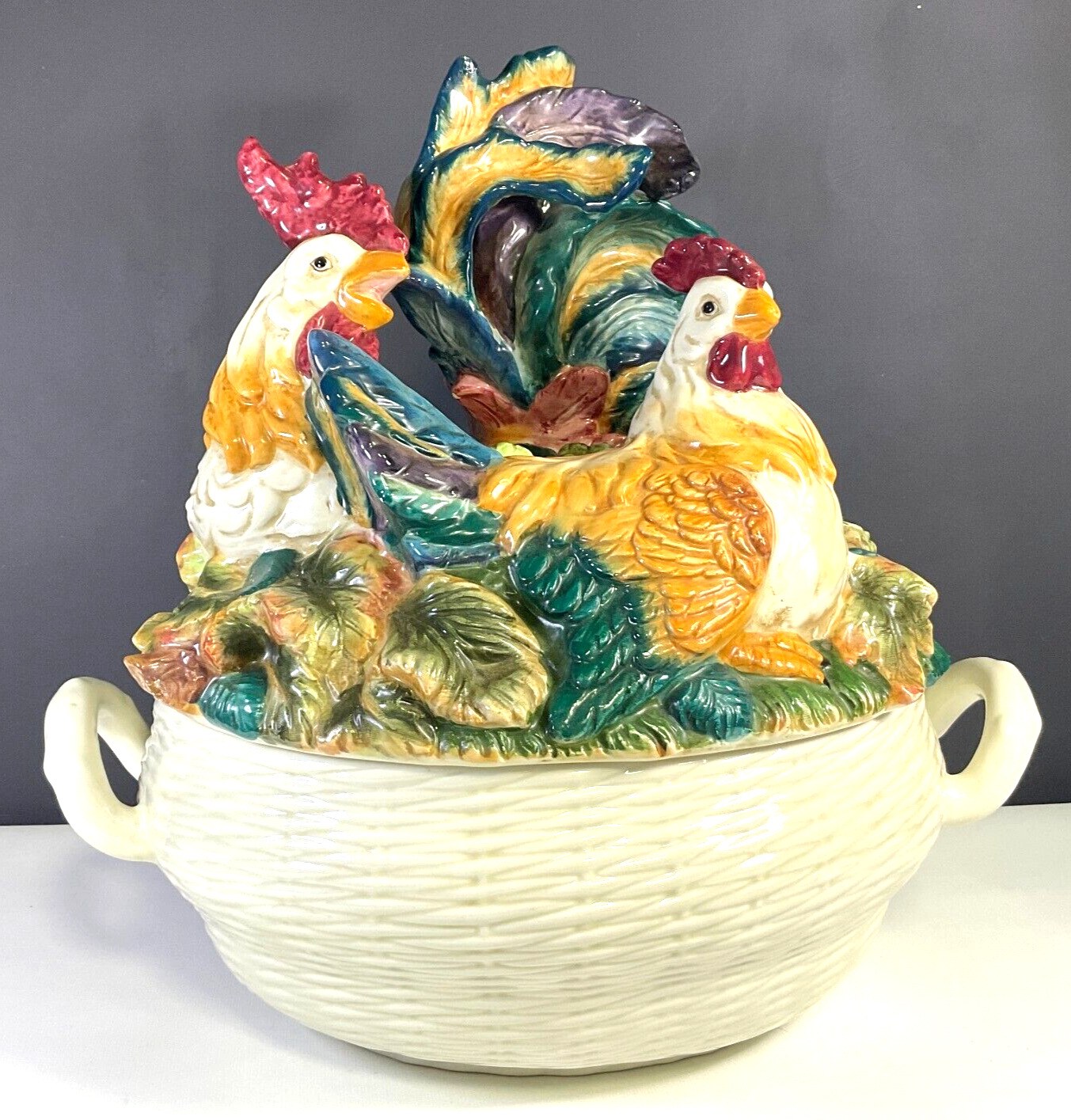 Kaldun and Bogle Tuscan Rooster & Hen Covered Tureen French Country Vintage