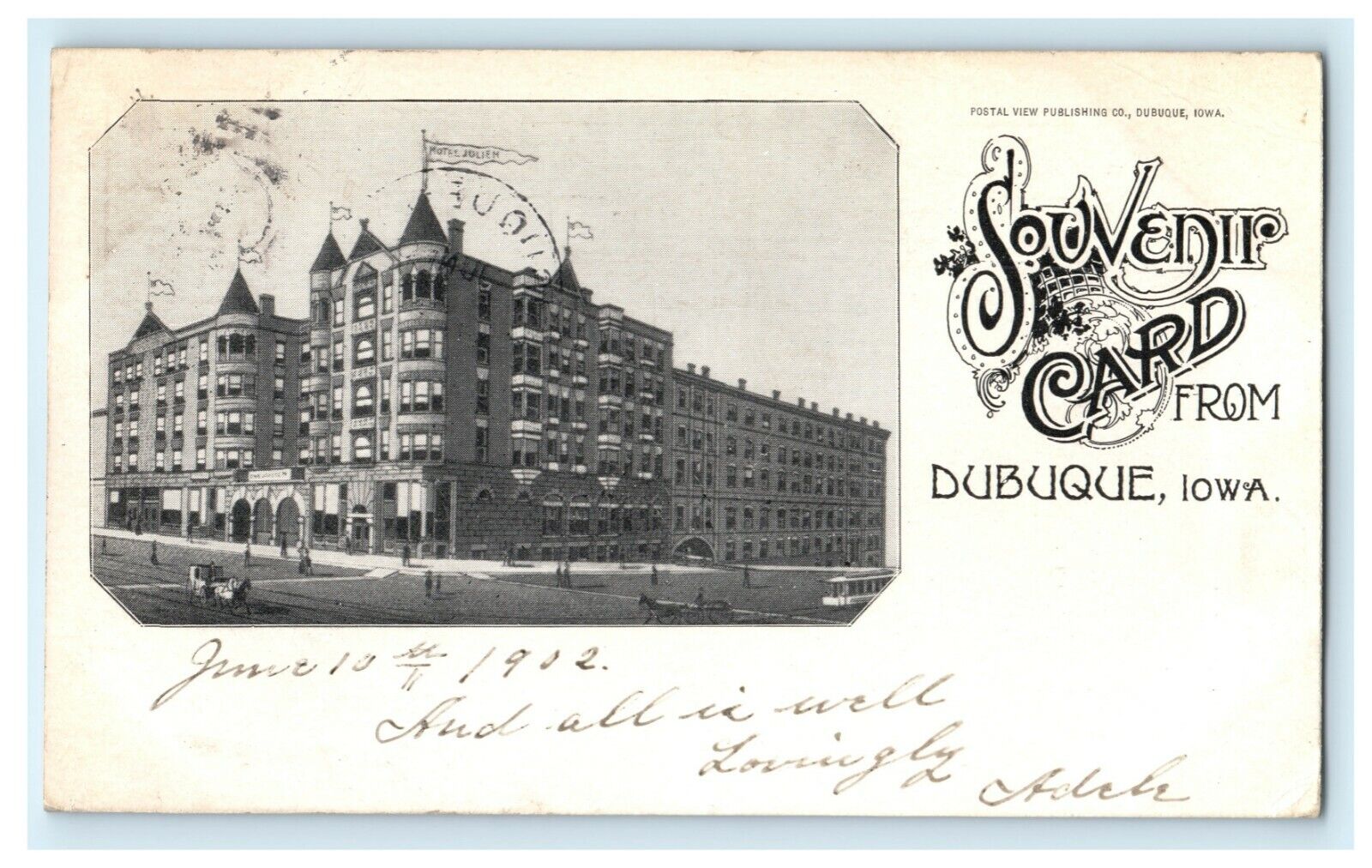 1902 Souvenir Card Iowa IA Dubuque Posted Antique Postcard