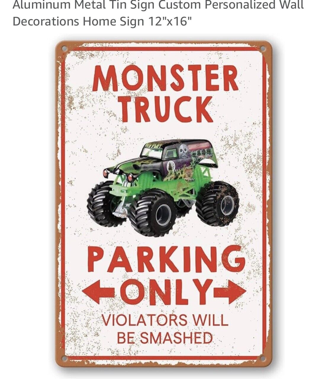 Metal Tin Sign Monster Truck