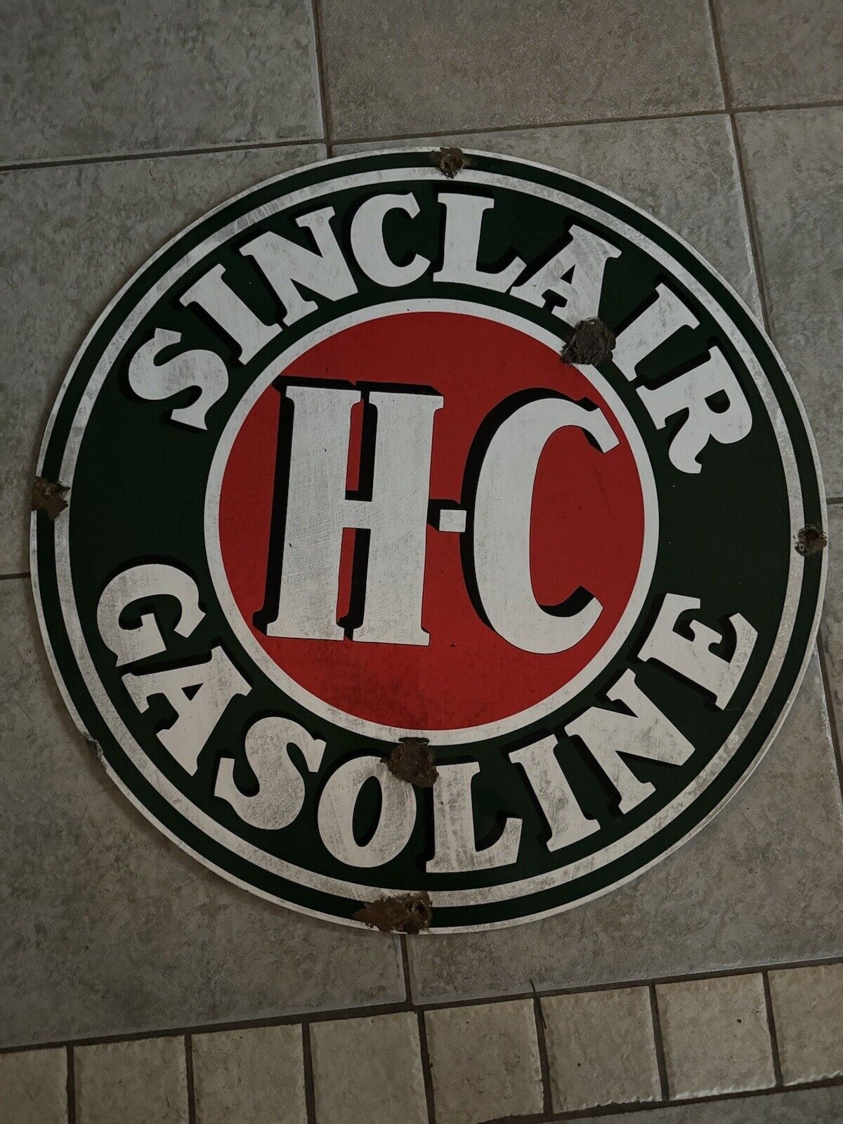 Antique style-barn find look Sinclair Dino H-C dealer sales service gas oil sign