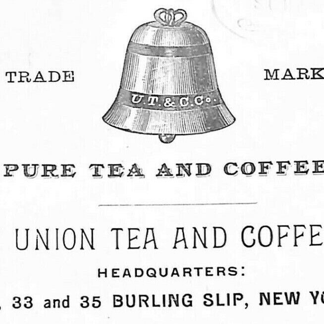 Vintage c1880's-90's Victorian Trade Card Union Tea & Coffee Burling Slip, NY