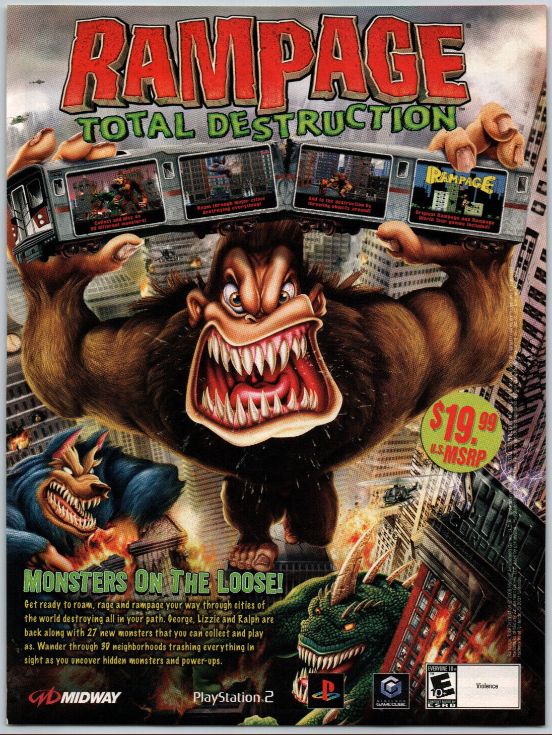 Rampage Total Destruction Midway - Video Game Print Ad / Poster Promo Art 2006