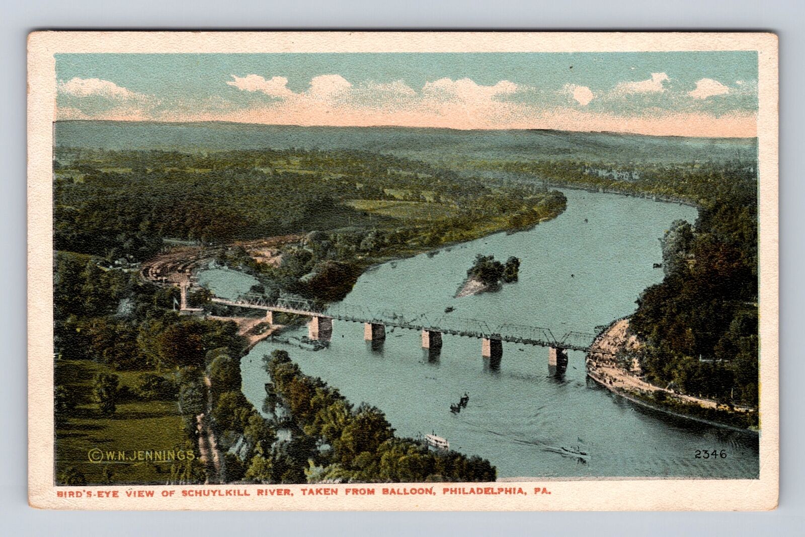 Philadelphia PA-Pennsylvania, Birds Eye View Schuylkill River, Vintage Postcard