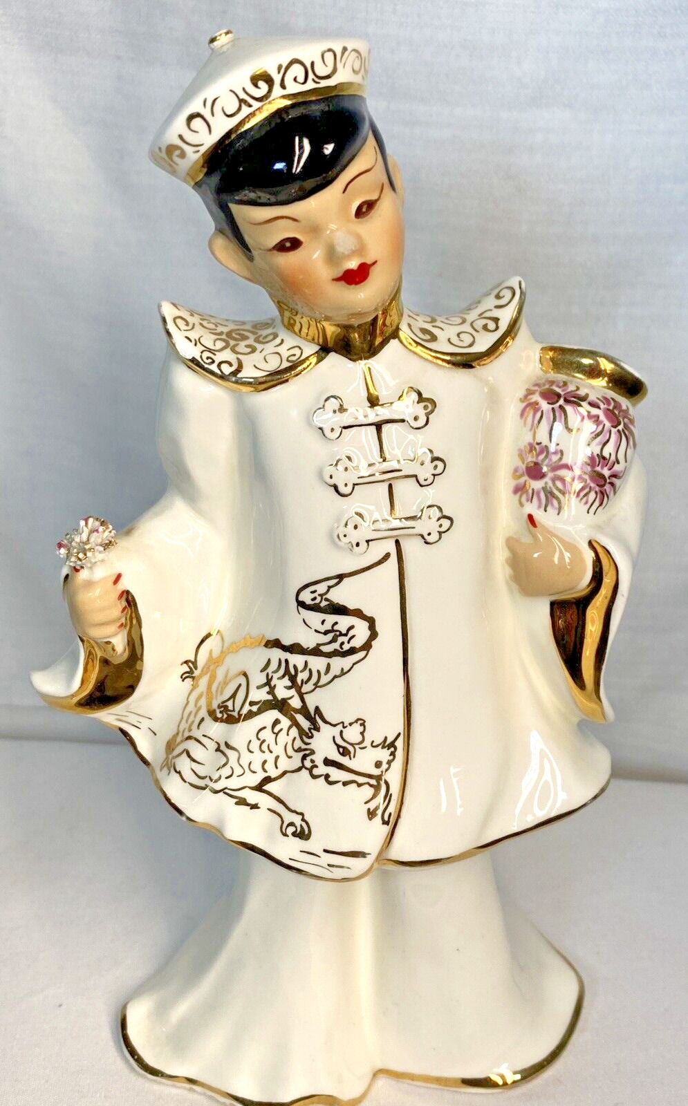 Vintage Florence Ceramics Pasadena California Figurine With Dragon on His Jacket