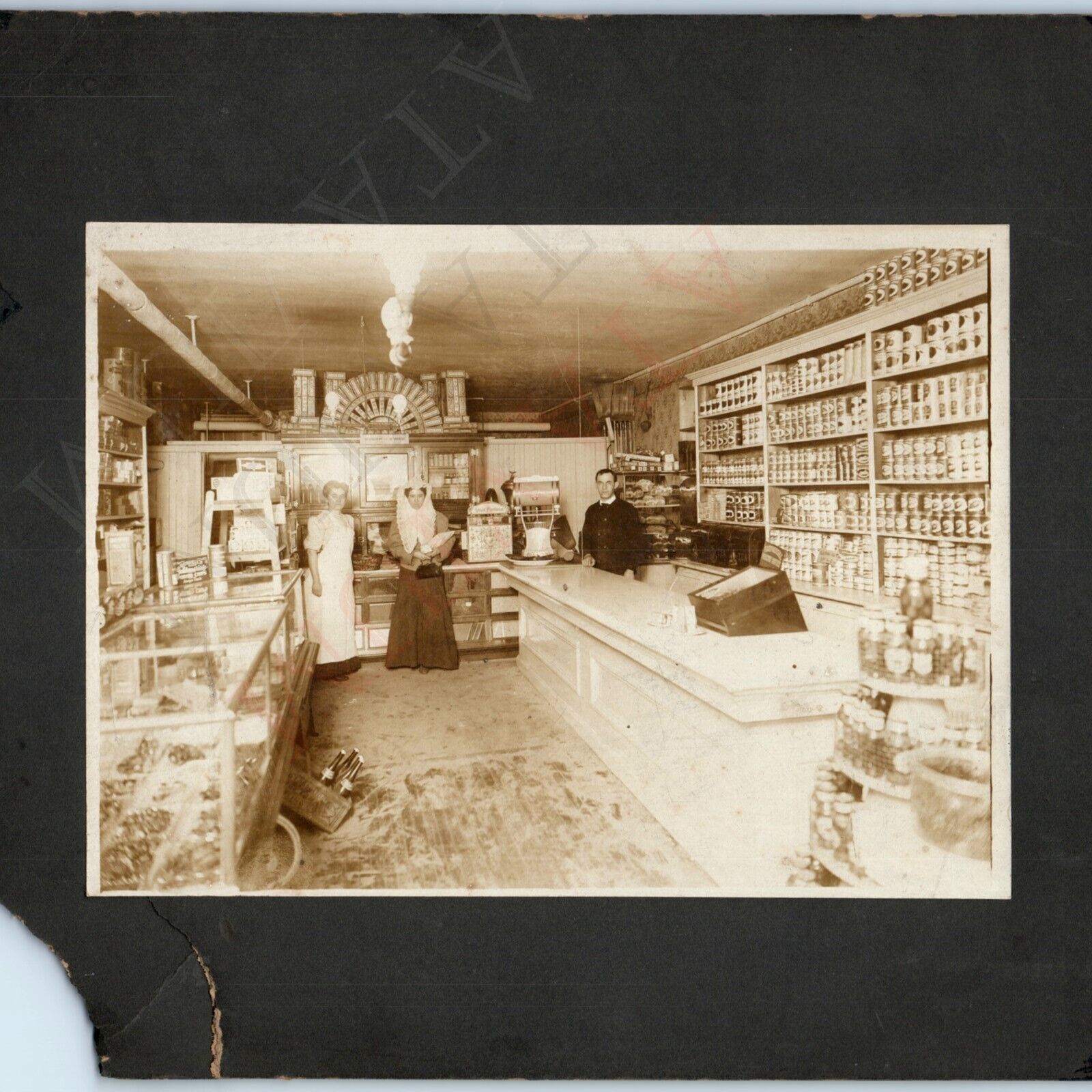 1900s Chicago Goldstein Bros Grocery Bakery Store Interior Cabinet Card Photo 3B