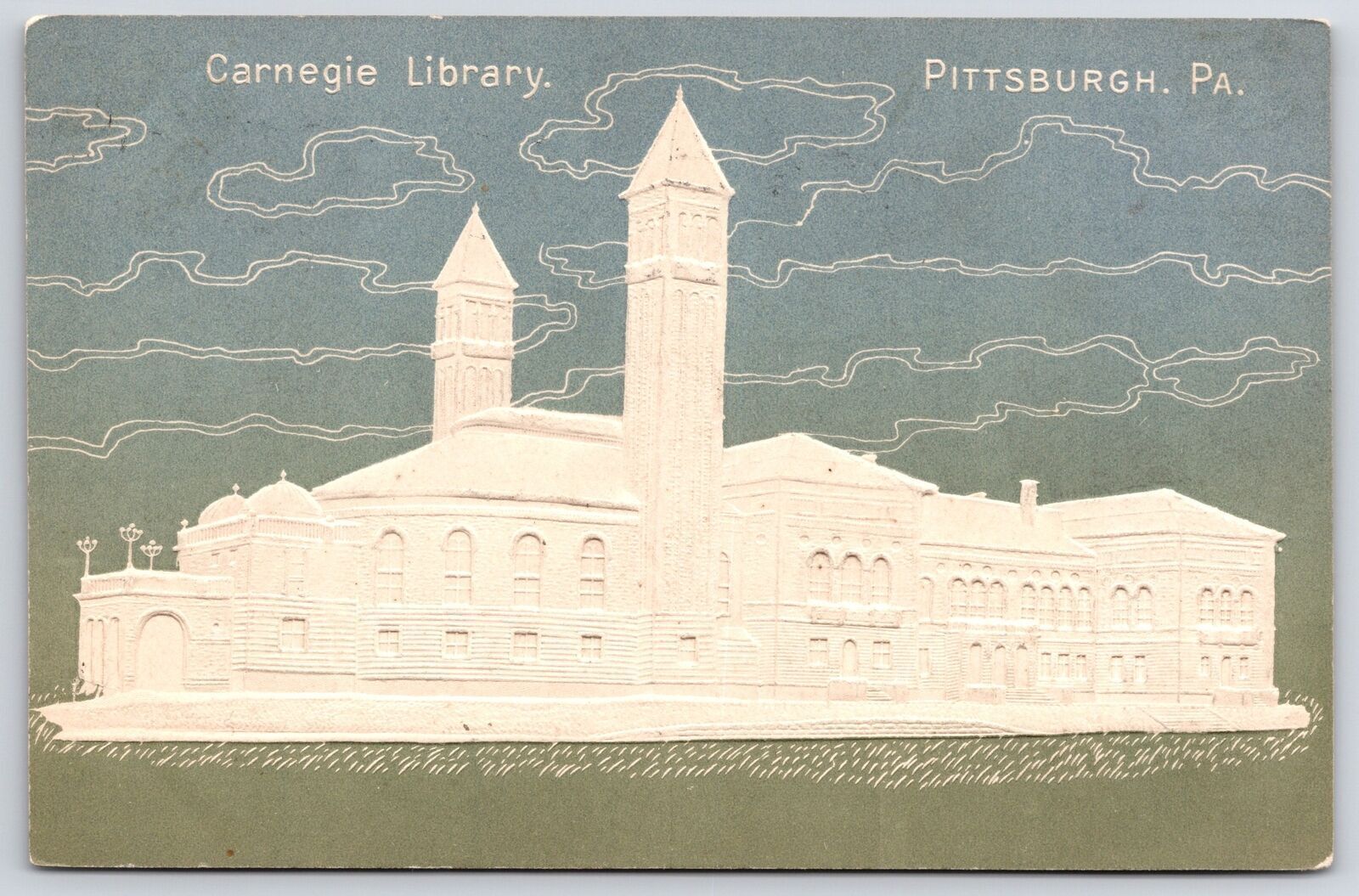 1905 Carnegie Library Pittsburgh Pennsylvania Embossed Building Posted Postcard
