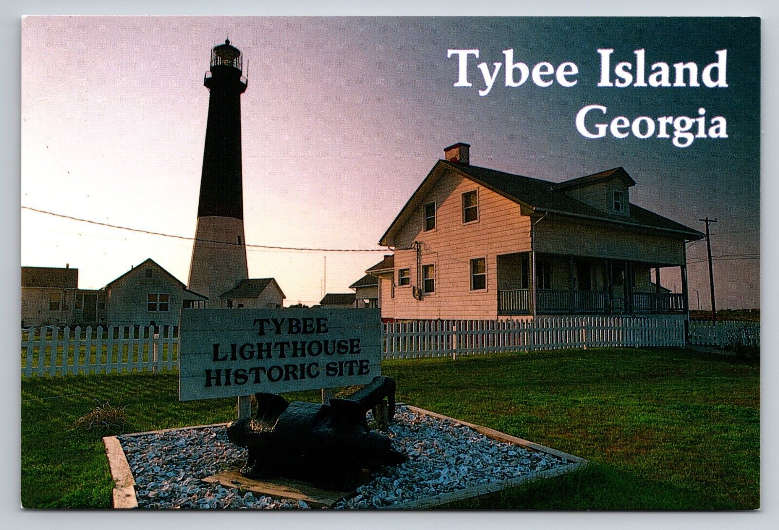 Tybee Island Lighthouse Historic Site Georgia Vintage Unposted Postcard