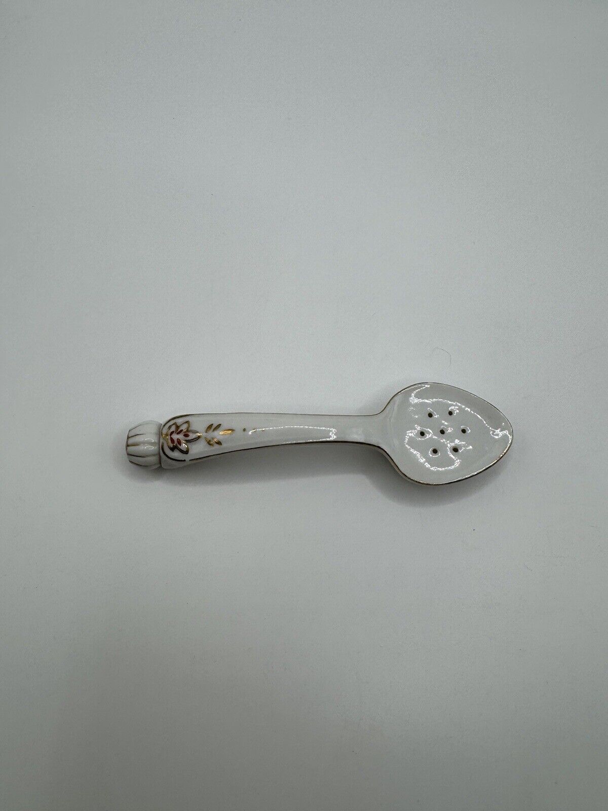 Vintage Unique Handled Porcelain Salt Shaker Spoon Collectible ***