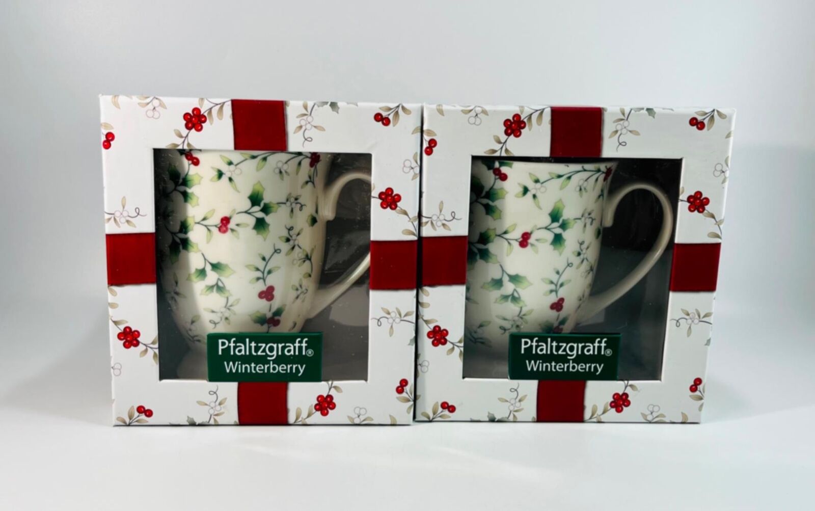 Pfaltzgraff Winterberry Set of 2 Footed Coffee Mugs 13oz New