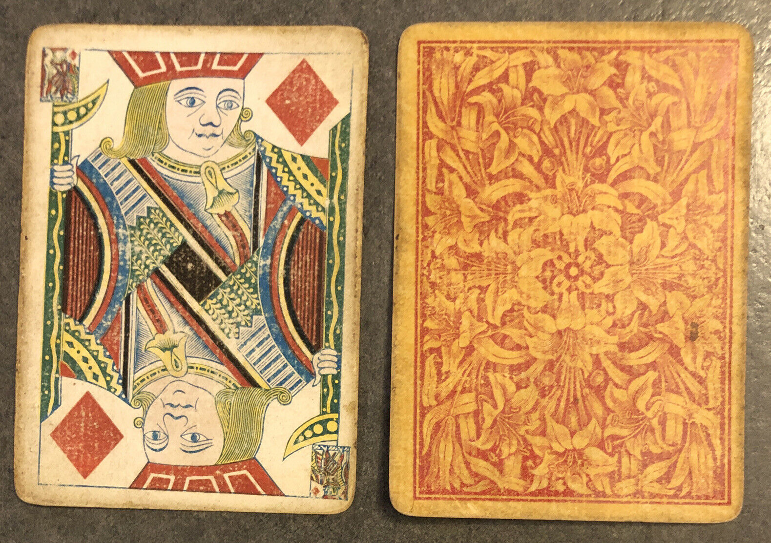 TWO ORIGINAL 1876 TRIPLICATE DOUGHERTY PLAYING CARDS POST CIVIL WAR OLD WEST