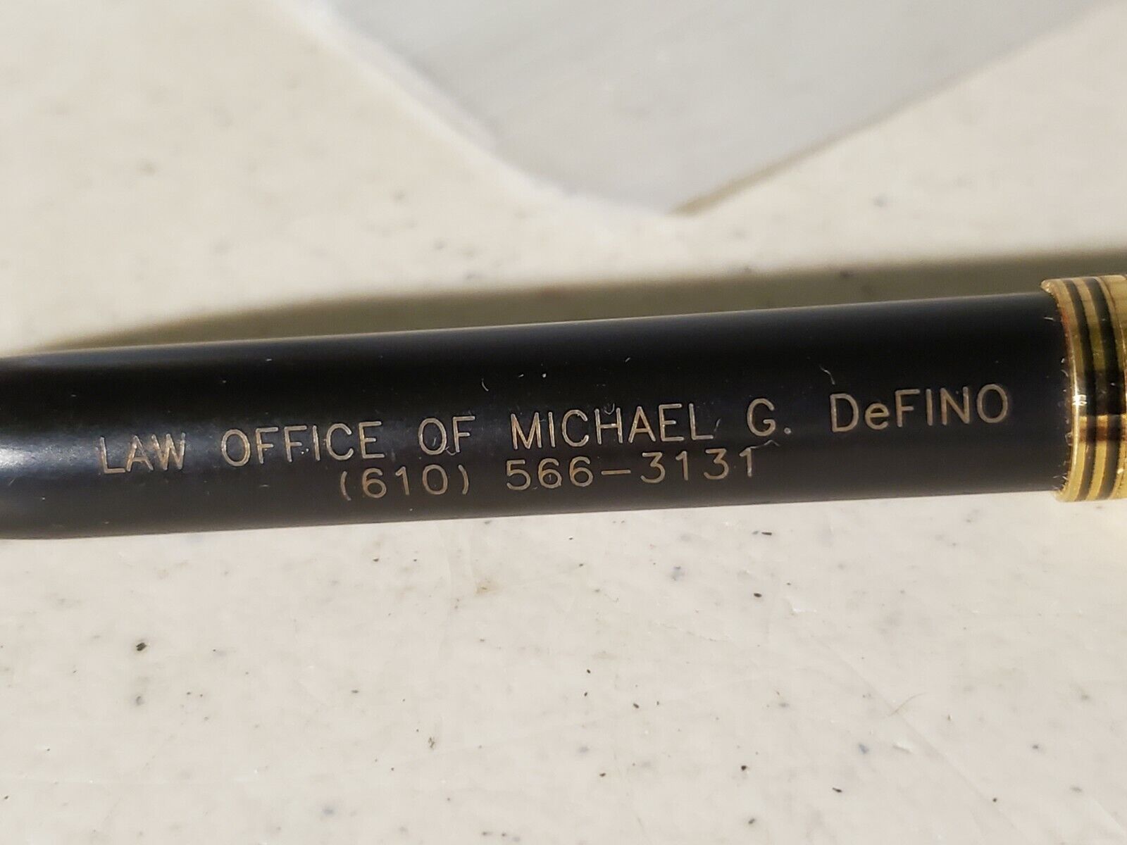 Very Rare Vintage Law Office Of Michael G. Defino 610 PA Working Metal Black Pen