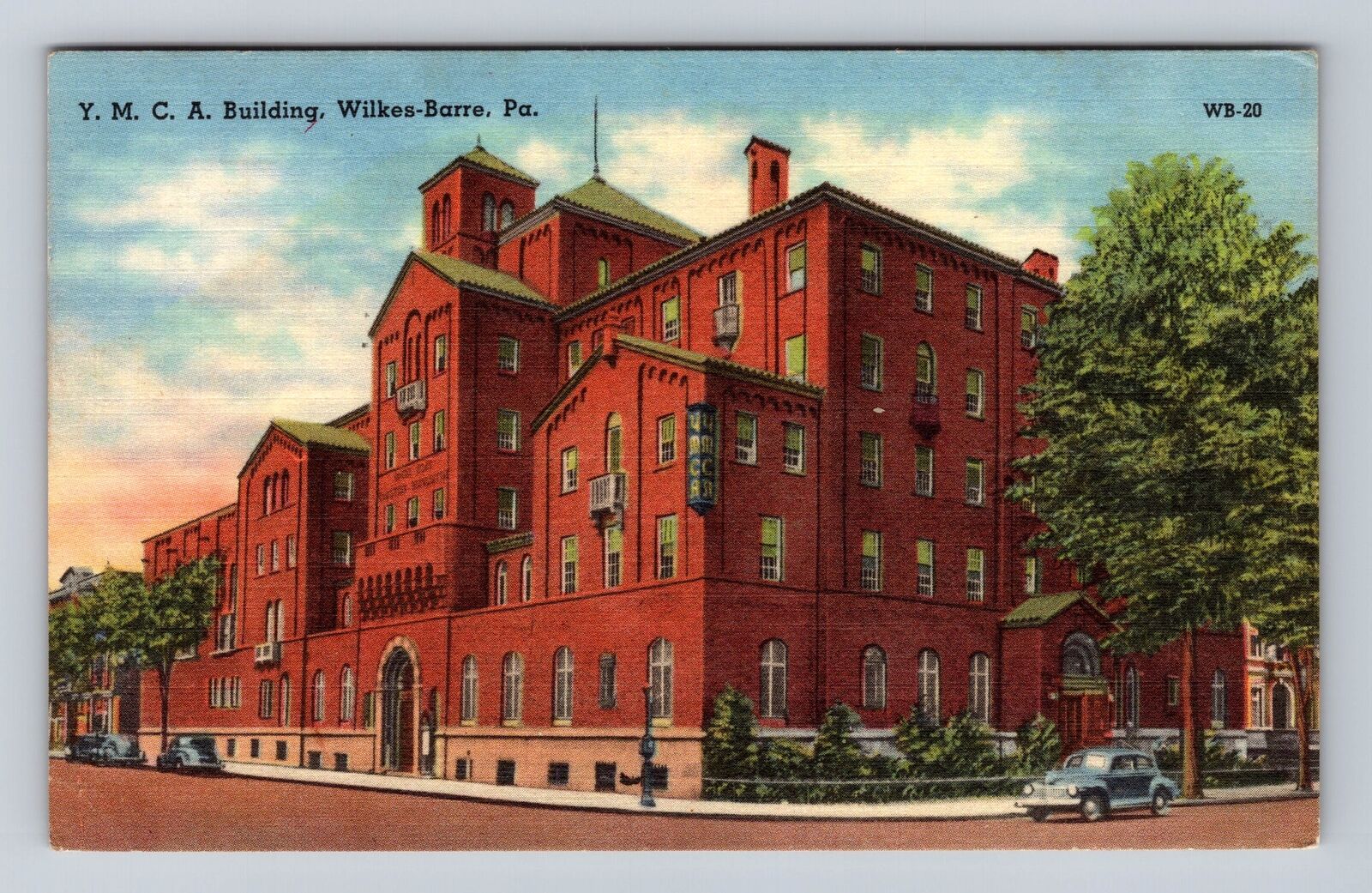 Wilkes Barre PA-Pennsylvania, YMCA Building, Antique, Vintage c1956 Postcard