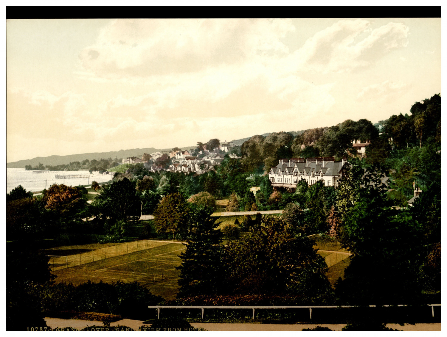 England. Grange-over-Sands from Hotel. Vintage Photochrome by P.Z, Photochrome 