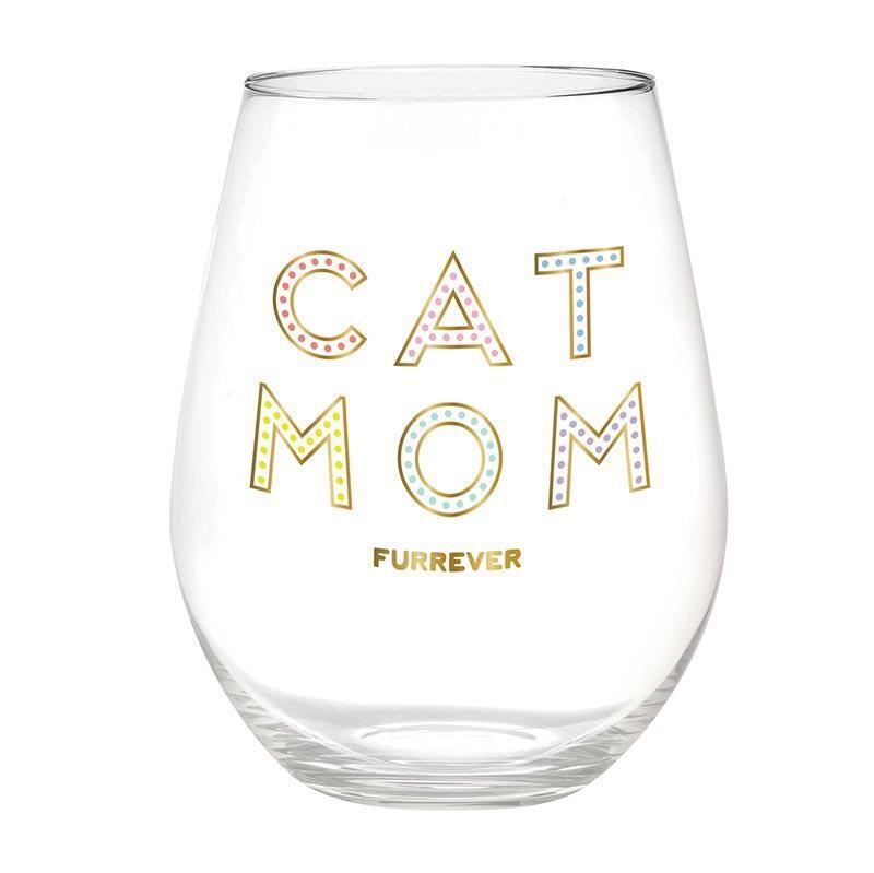 Jumbo Wine Glass Cat Mom Size 4in x 5.7in h, 30 oz Pack of 6