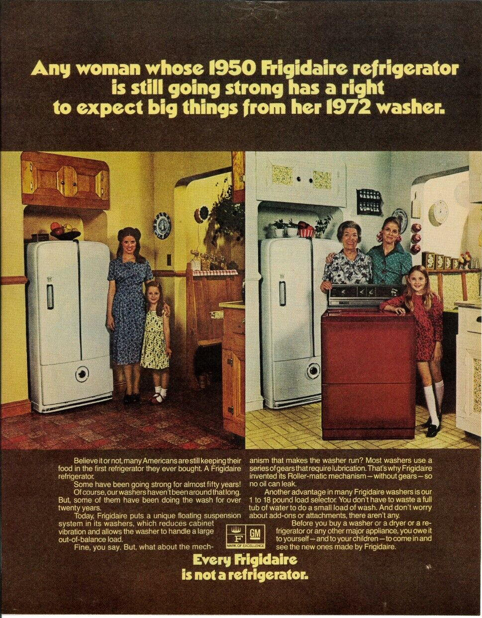 1972 FRIGIDAIRE Refrigerator Washing Machine Vintage Magazine Print Ad 10.25X13