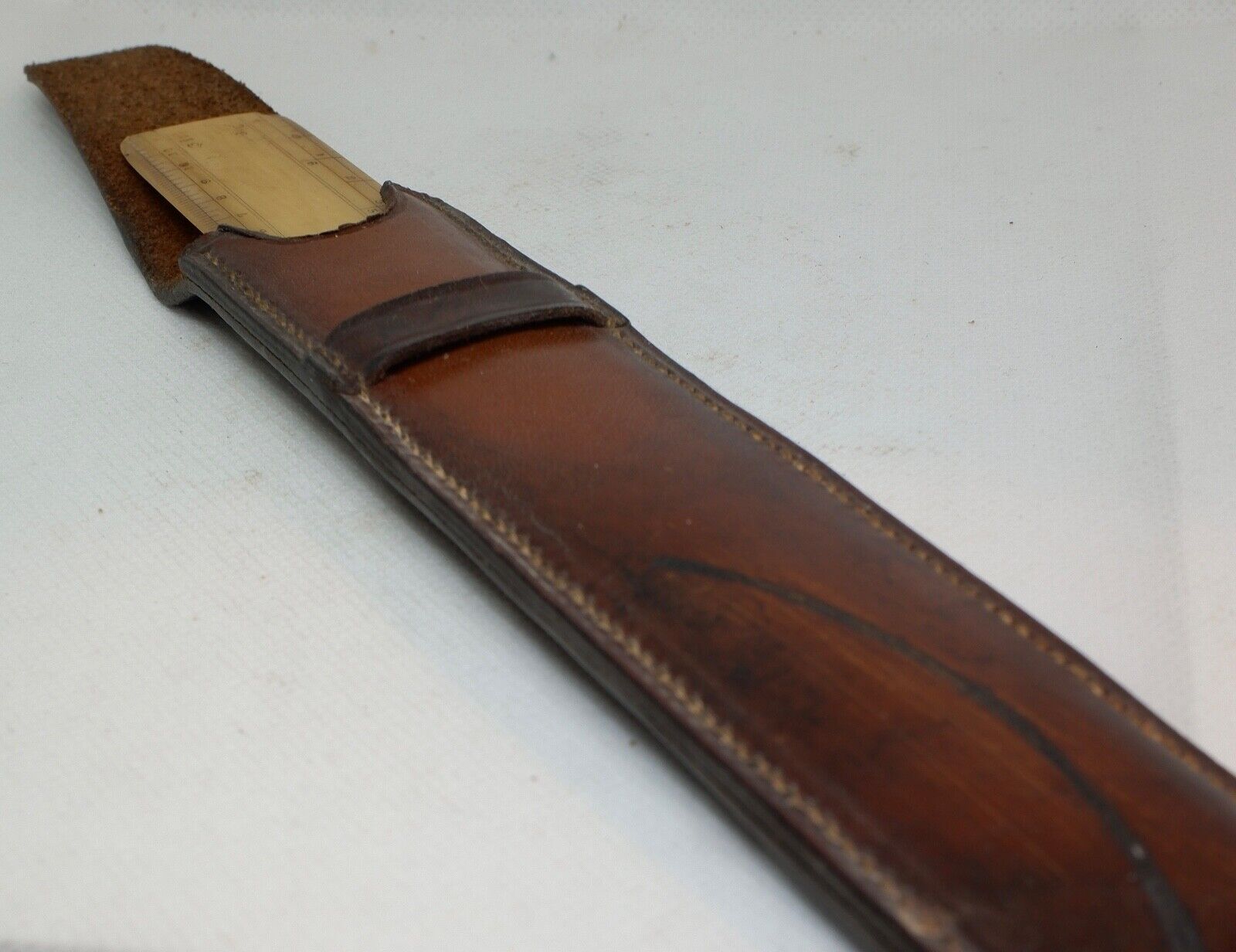Antique AG Thornton draftsman\'s 6in bone ruler in leather case
