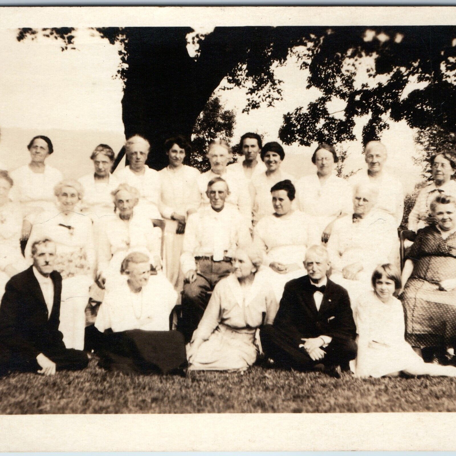 c1910s Outdoor Large Group RPPC People Old Men Women Elderly Real Photo Vtg A214