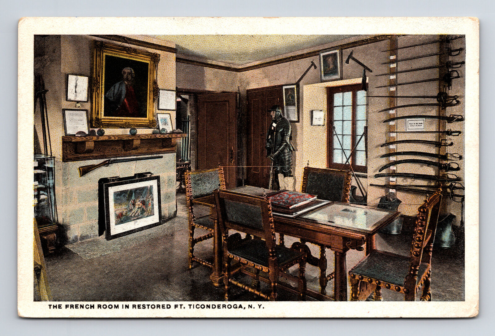 French Room Interior Fort Ticonderoga NY Postcard